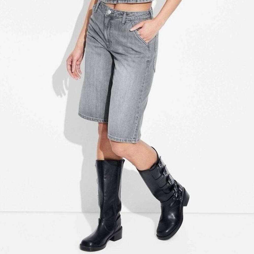 Wild Fable Denim Mid Rise 90s Skater Jorts Shorts 16 Women’s Gray